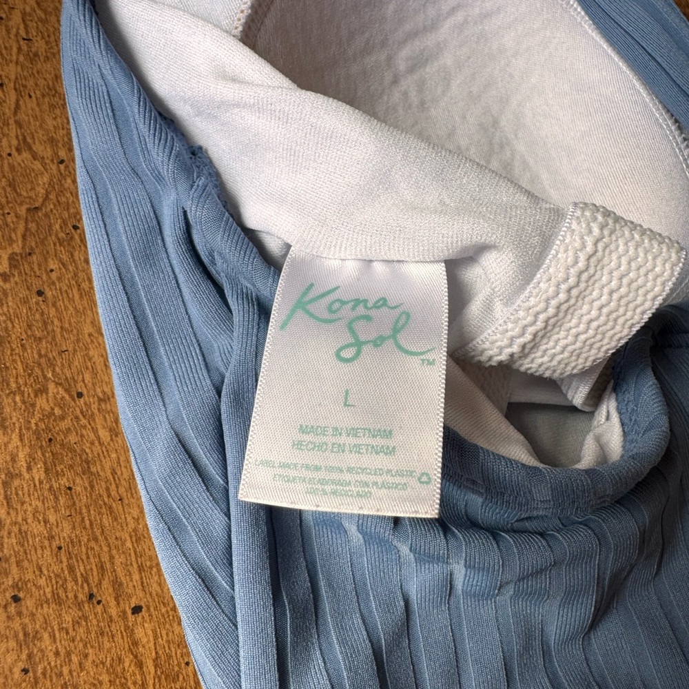 Kona Sol Blue Ribbed Swimsuit